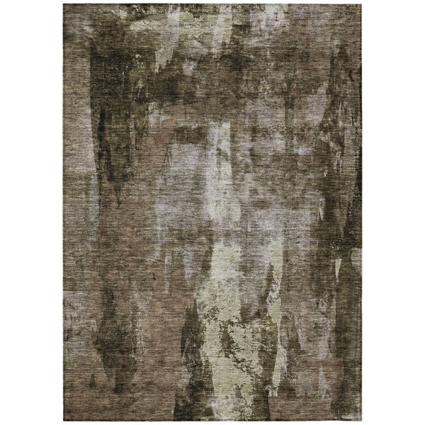 HomeRoots 5' Abstract Washable Indoor Outdoor Area Rug in Brown, Black & Beige - Durable & Stylish Design 5' X 8' 603156
