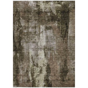 Homeroots 3' Stylish Brown Black And Beige Abstract Washable Area Rug For Indoor And Outdoor Spaces 5' X 8' Polyester 603156