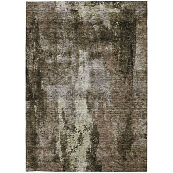 Homeroots 3' Stylish Brown Black And Beige Abstract Washable Area Rug For Indoor And Outdoor Spaces 5' X 8' Polyester 603156