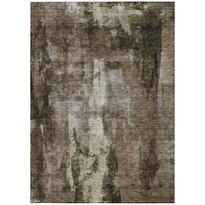 Homeroots 3' Stylish Brown Black And Beige Abstract Washable Area Rug For Indoor And Outdoor Spaces 8' X 10' Polyester 603158