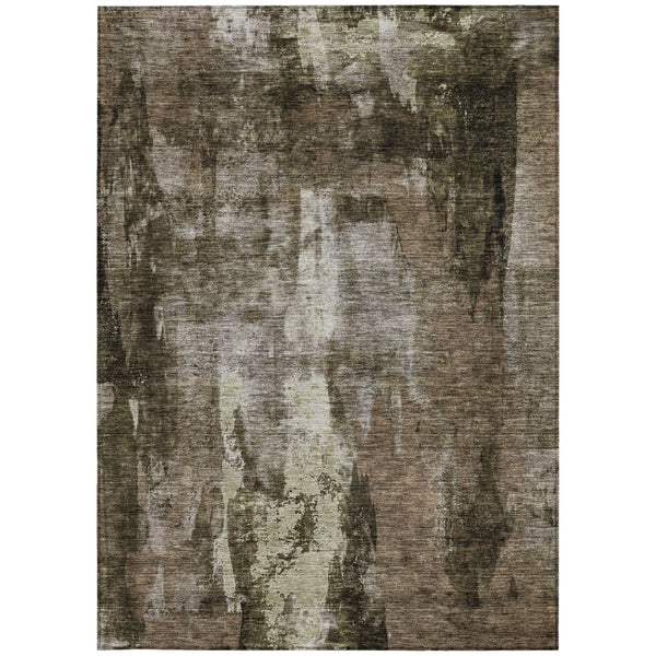 Homeroots 3' Stylish Brown Black And Beige Abstract Washable Area Rug For Indoor And Outdoor Spaces 8' X 10' Polyester 603158