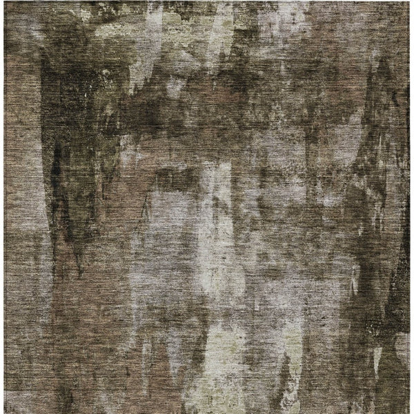 Homeroots 3' Stylish Brown Black And Beige Abstract Washable Area Rug For Indoor And Outdoor Spaces 9' X 12' Polyester 603159