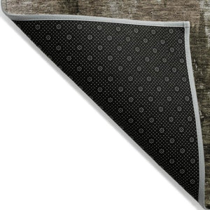 Homeroots 3' Stylish Brown Black And Beige Abstract Washable Area Rug For Indoor And Outdoor Spaces 9' X 12' Polyester 603159