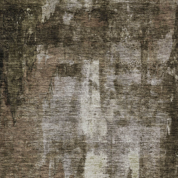 Homeroots 3' Stylish Brown Black And Beige Abstract Washable Area Rug For Indoor And Outdoor Spaces 9' X 12' Polyester 603159