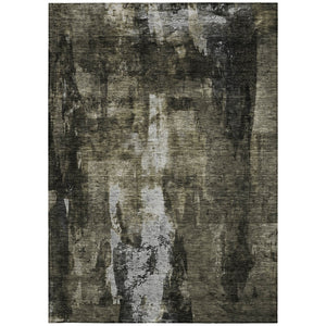 Homeroots 3' Stylish Brown Black And Beige Abstract Washable Area Rug For Indoor And Outdoor Spaces 5' X 8' Polyester 603162