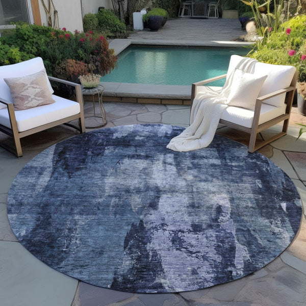 Homeroots 3' Stylish Brown Black And Beige Abstract Washable Area Rug For Indoor And Outdoor Spaces 8' Round Polyester 603169
