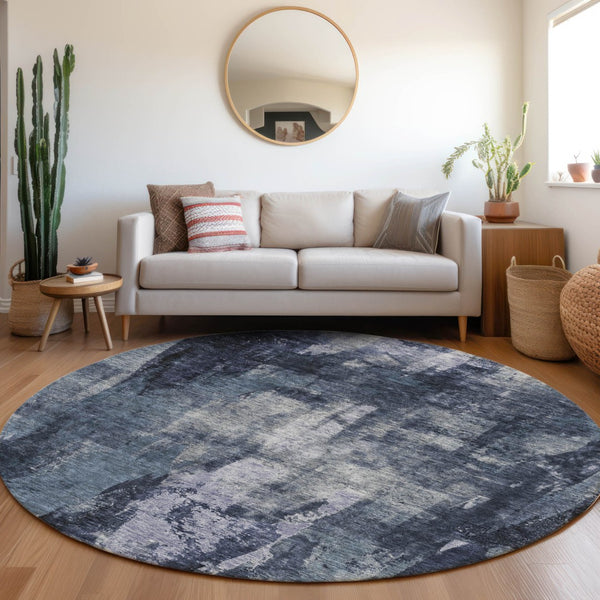 Homeroots 3' Stylish Brown Black And Beige Abstract Washable Area Rug For Indoor And Outdoor Spaces 8' Round Polyester 603169