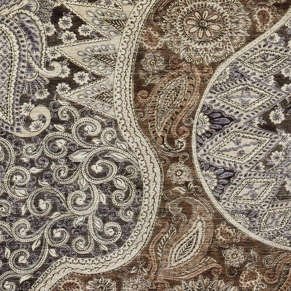 Homeroots 3' Brown Beige Tan Floral Medallion Washable Area Rug For Indoor Outdoor Spaces, Durable & Stylish 3' X 5' Polyester 603173