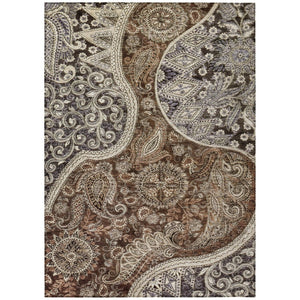 HomeRoots 5' Elegant Brown Beige Tan Floral Medallion Area Rug - Durable, Washable for Indoor & Outdoor Use 5' X 8' 603174