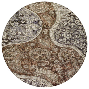 Homeroots 3' Brown Beige Tan Floral Medallion Washable Area Rug For Indoor Outdoor Spaces, Durable & Stylish 8' Round Polyester 603175