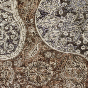 Homeroots 3' Brown Beige Tan Floral Medallion Washable Area Rug For Indoor Outdoor Spaces, Durable & Stylish 9' X 12' Polyester 603177