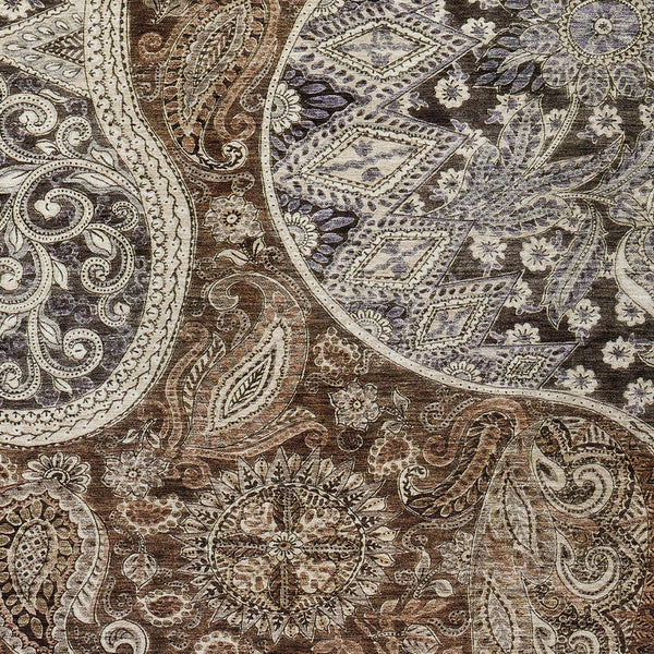 Homeroots 3' Brown Beige Tan Floral Medallion Washable Area Rug For Indoor Outdoor Spaces, Durable & Stylish 9' X 12' Polyester 603177