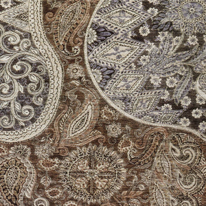 Homeroots 3' Brown Beige Tan Floral Medallion Washable Area Rug For Indoor Outdoor Spaces, Durable & Stylish 10' X 14' Polyester 603178