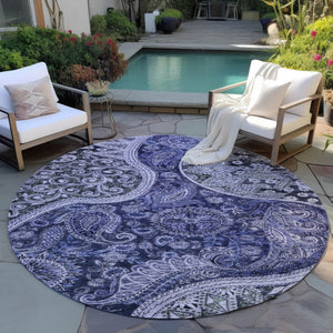 Homeroots 3' Brown Beige Tan Floral Medallion Washable Area Rug For Indoor Outdoor Spaces, Durable & Stylish 8' Round Polyester 603181