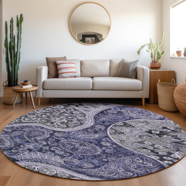 Homeroots 3' Brown Beige Tan Floral Medallion Washable Area Rug For Indoor Outdoor Spaces, Durable & Stylish 8' Round Polyester 603181