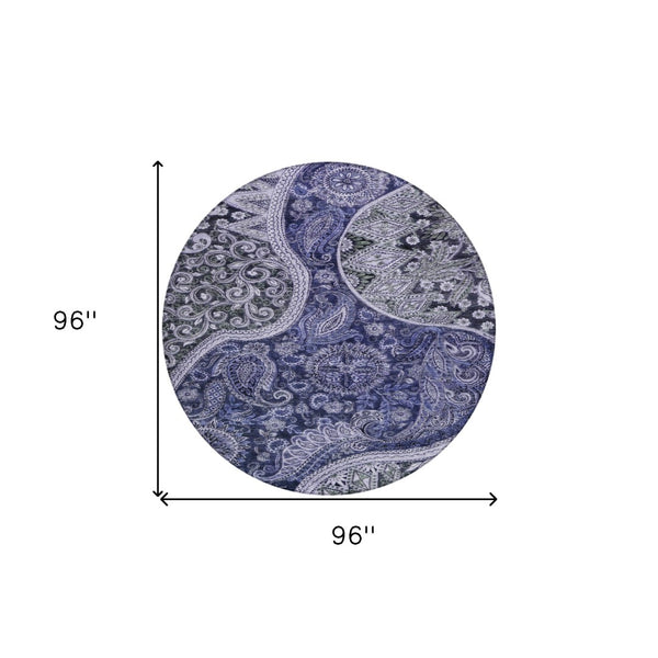 Homeroots 3' Brown Beige Tan Floral Medallion Washable Area Rug For Indoor Outdoor Spaces, Durable & Stylish 8' Round Polyester 603181