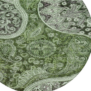 Homeroots 3' Brown Beige Tan Floral Medallion Washable Area Rug For Indoor Outdoor Spaces, Durable & Stylish 8' Round Polyester 603187