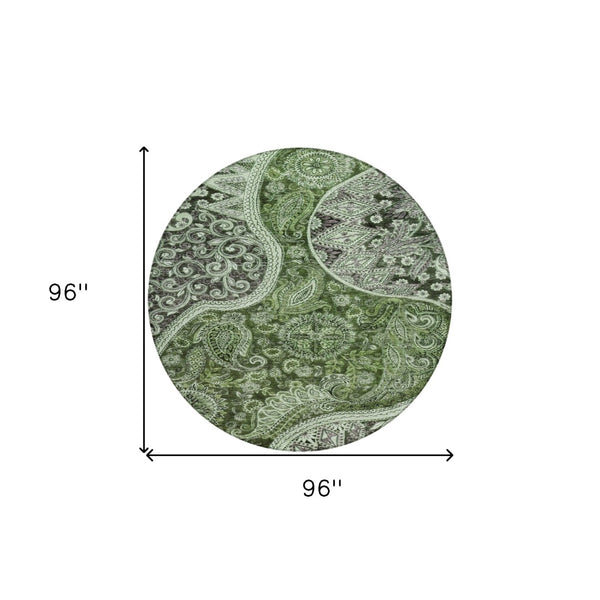 Homeroots 3' Brown Beige Tan Floral Medallion Washable Area Rug For Indoor Outdoor Spaces, Durable & Stylish 8' Round Polyester 603187