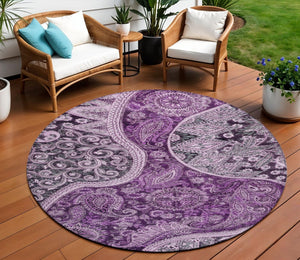 Homeroots 3' Brown Beige Tan Floral Medallion Washable Area Rug For Indoor Outdoor Spaces, Durable & Stylish 8' Round Polyester 603193