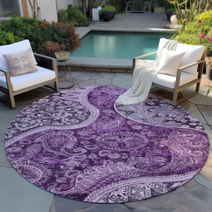 Homeroots 3' Brown Beige Tan Floral Medallion Washable Area Rug For Indoor Outdoor Spaces, Durable & Stylish 8' Round Polyester 603193