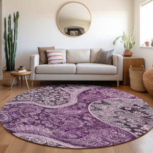 Homeroots 3' Brown Beige Tan Floral Medallion Washable Area Rug For Indoor Outdoor Spaces, Durable & Stylish 8' Round Polyester 603193