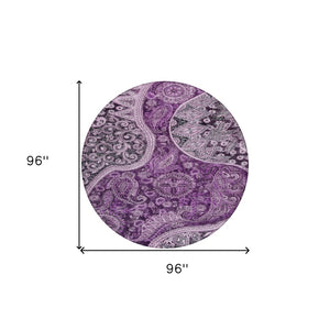 Homeroots 3' Brown Beige Tan Floral Medallion Washable Area Rug For Indoor Outdoor Spaces, Durable & Stylish 8' Round Polyester 603193