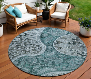 Homeroots 3' Brown Beige Tan Floral Medallion Washable Area Rug For Indoor Outdoor Spaces, Durable & Stylish 8' Round Polyester 603199