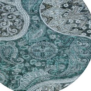 Homeroots 3' Brown Beige Tan Floral Medallion Washable Area Rug For Indoor Outdoor Spaces, Durable & Stylish 8' Round Polyester 603199