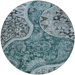 Homeroots 3' Brown Beige Tan Floral Medallion Washable Area Rug For Indoor Outdoor Spaces, Durable & Stylish 8' Round Polyester 603199