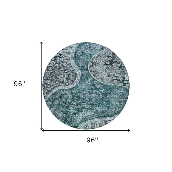 Homeroots 3' Brown Beige Tan Floral Medallion Washable Area Rug For Indoor Outdoor Spaces, Durable & Stylish 8' Round Polyester 603199