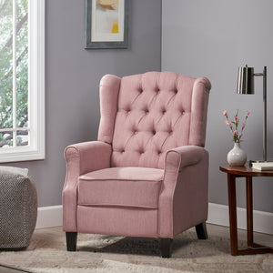 English Elm Christopher Knight Home® - 28" 28" Wide Manual Wing Chair Recliner Light Pink Fabric Push-Back Tufted Diamond Stitch Cozy Elegance 68629.00LBLSH