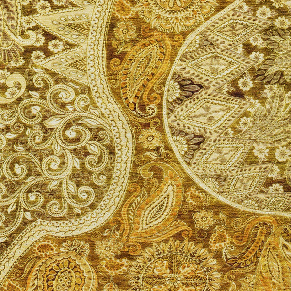 Homeroots 3' Brown Beige Tan Floral Medallion Washable Area Rug For Indoor Outdoor Spaces, Durable & Stylish 3' X 5' Polyester 603203