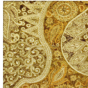 Homeroots 3' Brown Beige Tan Floral Medallion Washable Area Rug For Indoor Outdoor Spaces, Durable & Stylish 10' X 14' Polyester 603208