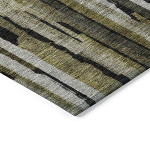 Homeroots 3'' Striped Washable Indoor Outdoor Area Rug - Durable, Stain Resistant, Perfect For High Traffic Spaces 3' X 5' Polyester 603209