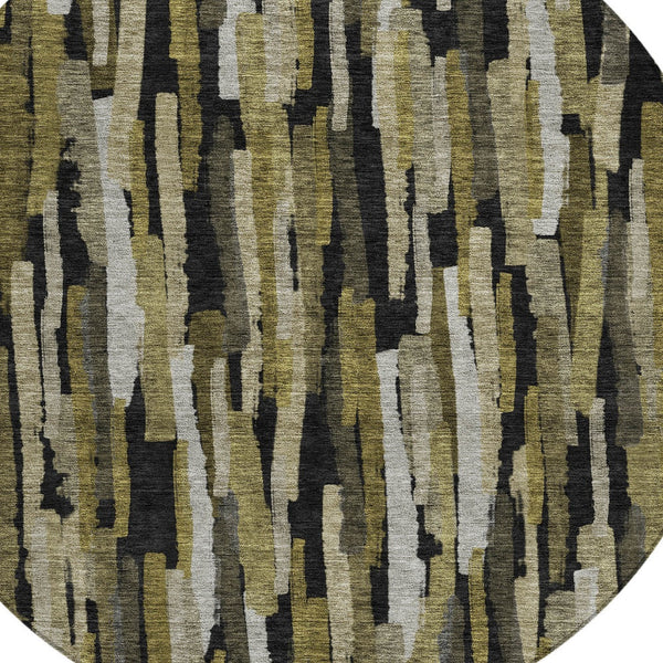 Homeroots 3'' Striped Washable Indoor Outdoor Area Rug - Durable, Stain Resistant, Perfect For High Traffic Spaces 8' Round Polyester 603211