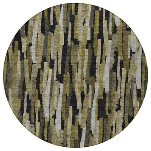 Homeroots 3'' Striped Washable Indoor Outdoor Area Rug - Durable, Stain Resistant, Perfect For High Traffic Spaces 8' Round Polyester 603211