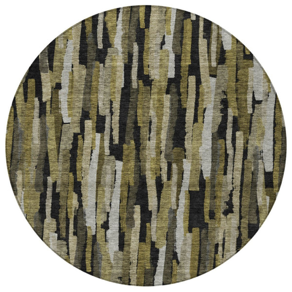 Homeroots 3'' Striped Washable Indoor Outdoor Area Rug - Durable, Stain Resistant, Perfect For High Traffic Spaces 8' Round Polyester 603211