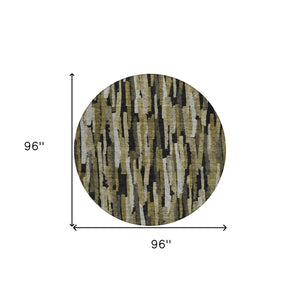 Homeroots 3'' Striped Washable Indoor Outdoor Area Rug - Durable, Stain Resistant, Perfect For High Traffic Spaces 8' Round Polyester 603211