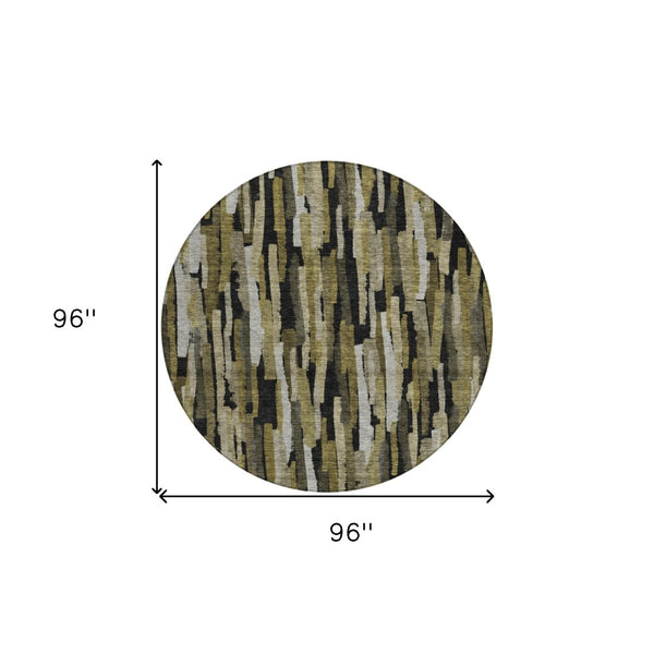 Homeroots 3'' Striped Washable Indoor Outdoor Area Rug - Durable, Stain Resistant, Perfect For High Traffic Spaces 8' Round Polyester 603211