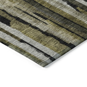 Homeroots 3'' Striped Washable Indoor Outdoor Area Rug - Durable, Stain Resistant, Perfect For High Traffic Spaces 8' X 10' Polyester 603212