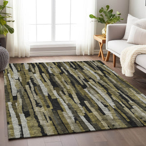 Homeroots 3'' Striped Washable Indoor Outdoor Area Rug - Durable, Stain Resistant, Perfect For High Traffic Spaces 9' X 12' Polyester 603213