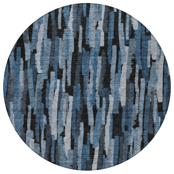 Homeroots 3'' Striped Washable Indoor Outdoor Area Rug - Durable, Stain Resistant, Perfect For High Traffic Spaces 8' Round Polyester 603217