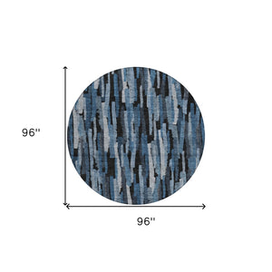 Homeroots 3'' Striped Washable Indoor Outdoor Area Rug - Durable, Stain Resistant, Perfect For High Traffic Spaces 8' Round Polyester 603217