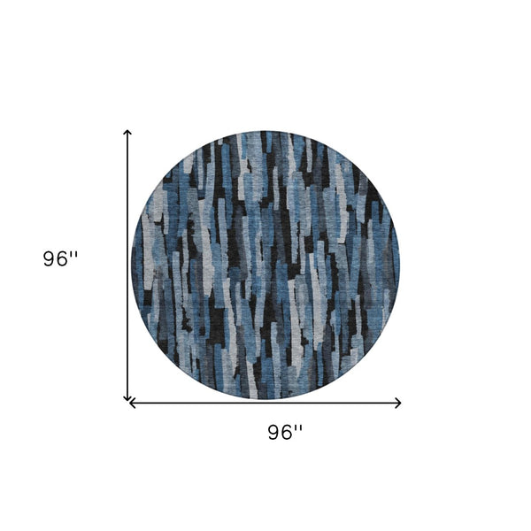 Homeroots 3'' Striped Washable Indoor Outdoor Area Rug - Durable, Stain Resistant, Perfect For High Traffic Spaces 8' Round Polyester 603217