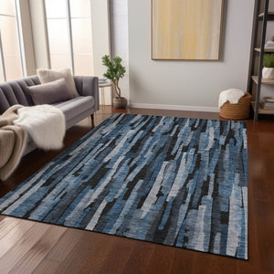 Homeroots 3'' Striped Washable Indoor Outdoor Area Rug - Durable, Stain Resistant, Perfect For High Traffic Spaces 8' X 10' Polyester 603218