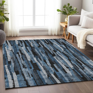 Homeroots 3'' Striped Washable Indoor Outdoor Area Rug - Durable, Stain Resistant, Perfect For High Traffic Spaces 9' X 12' Polyester 603219