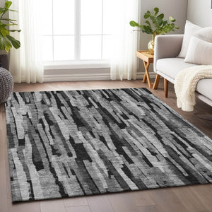 Homeroots 3'' Striped Washable Indoor Outdoor Area Rug - Durable, Stain Resistant, Perfect For High Traffic Spaces 3' X 5' Polyester 603221