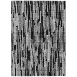 HomeRoots 5' Striped Gray and Black Washable Area Rug - Durable, Stylish, Indoor/Outdoor, Machine Washable Design 5' X 8' 603222