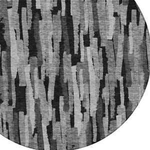 Homeroots 3'' Striped Washable Indoor Outdoor Area Rug - Durable, Stain Resistant, Perfect For High Traffic Spaces 8' Round Polyester 603223