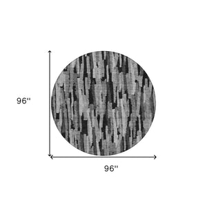 Homeroots 3'' Striped Washable Indoor Outdoor Area Rug - Durable, Stain Resistant, Perfect For High Traffic Spaces 8' Round Polyester 603223